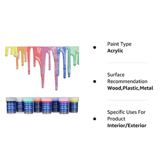 Set of 8 Glitter Paint - Sparkly, 20mL Acrylic Paints with Metallic Shimmer - Art Supplies for Canvas, Paper, Wood, Metal and Plastic - Gifts for Artists {3}