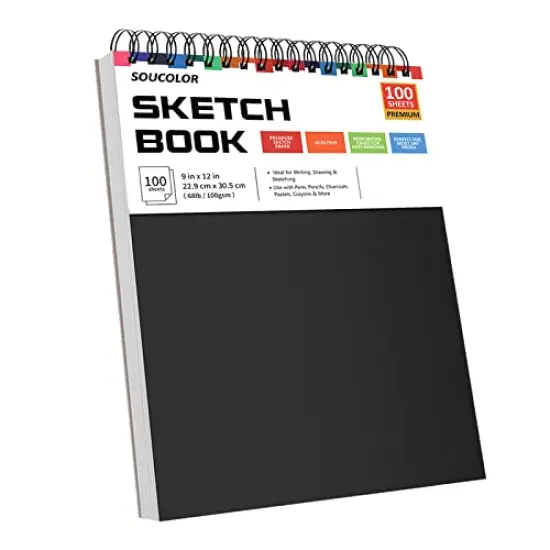 9" x 12" Sketch Book, 1-Pack 100 Sheets Spiral Bound Art Sketchbook, Acid Free (68lb/100gsm) Artist Drawing Book Paper Painting Sketching Pad {2}