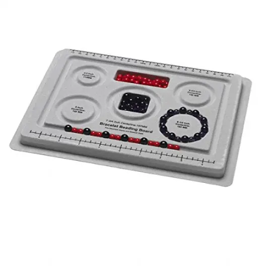 Bead board grey with flocking 10x7-1/2 inches with 5 round grooves for bracelets (Grey) {1}