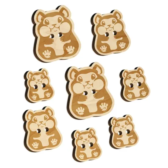 Chubby Cheek Hamster Wood Buttons for Sewing Knitting Crochet DIY Craft {7}
