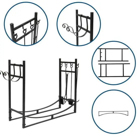 Outdoor Firewood Log Fireplace Storage Holder Heavy {3}