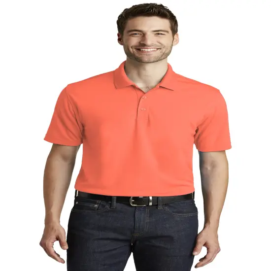 Port Authority&reg; Silk Touch Collared Short Sleeve Polo &ndash; Premium 4.6 oz. 100% Polyester Double-Knit Piqu&eacute;, Lightweight, Breathable, Versatile Work & Casual Shirt Coral splash {1}