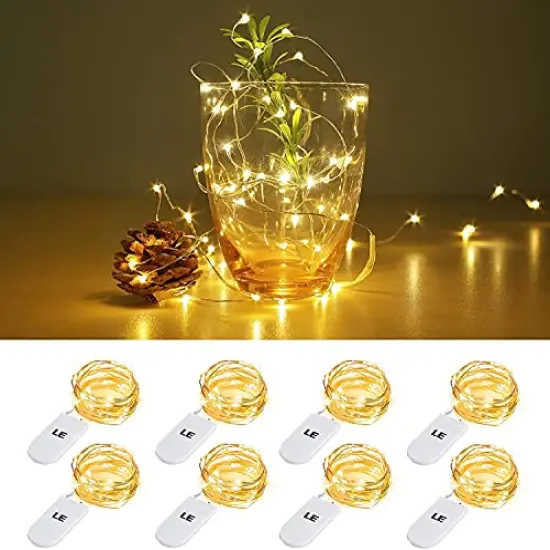 20 LED Fairy Lights Battery Operated Mini String Lights, Small Pixie Lights for Mason Jars, Crafts, DIY Wedding Party Centerpieces, Bedroom Wall Vines Holiday Garland, 8 Pack {2}