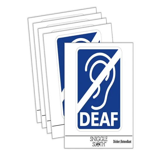 Deaf Hearing Loss Ear Waterproof Vinyl Phone Tablet Laptop Water Bottle Sticker Set - 5 Pack {1}