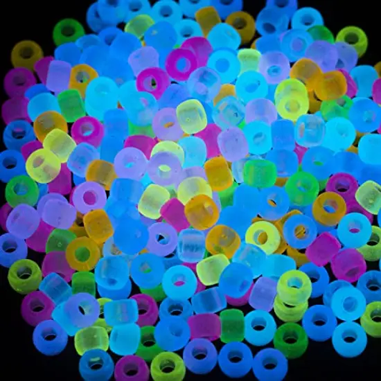 1000 Pcs Acrylic 9 Color Pony Beads 6x9mm Bulk Glow in The Dark for Bracelet Making Hair Beads for Braids {1}