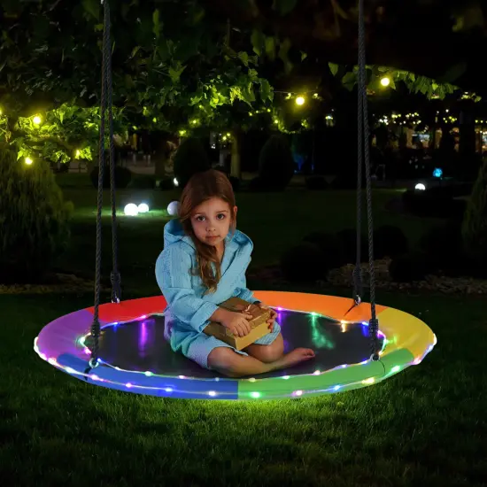LED Lights Saucer Tree Swing for Kids Multicolored {2}