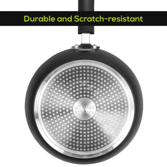 3 Piece Nonstick Frying Pan Set - Induction Bottom - 8 Inches, 9.5 Inches and 11 Inches (Grey-Black) {6}