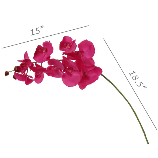 2-Pack: 33.5-Inch Fuchsia Phalaenopsis Orchid Stem with 9 Realistic Silk Blooms {3}