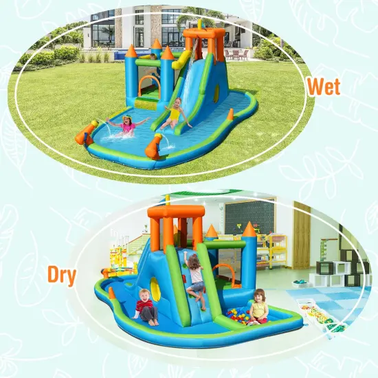 Inflatable Water Slide Kids Bounce House Splash Water Pool {5}