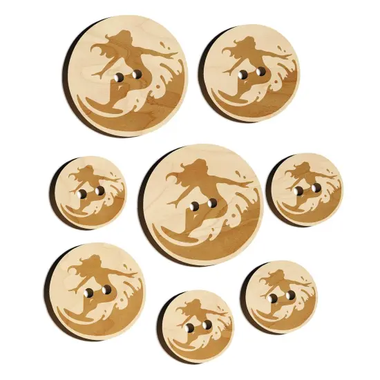 Surfing Surfer Girl on Wave Wood Buttons for Sewing Knitting Crochet DIY Craft {7}