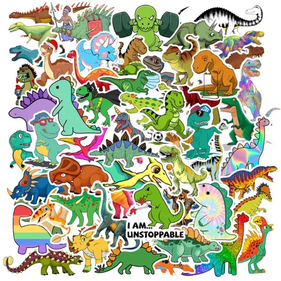 100 Pieces Dinosaur Stickers, Cute Waterproof Cartoon Stickers for Kids, for Stationery, Luggage, Teaching Rewards {2}
