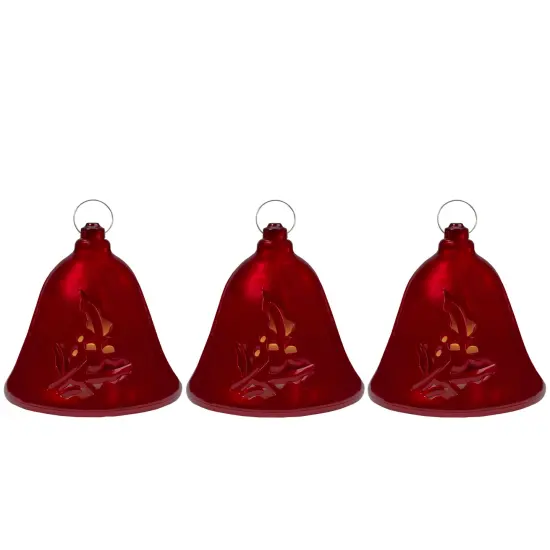 Northlight Musical Lighted Red Bells Christmas Decorations - 6.5" - Red - Set of 3 {1}