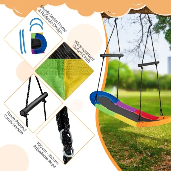 Adjustable Kids Camouflage Surf Swing with Oval Platform Multicolored {5}