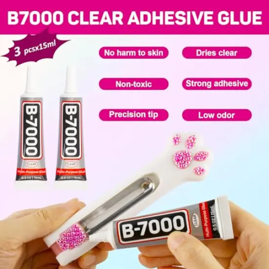 11000 Pieces Hot Pink Rhinestones with b7000 Glue for Crafts Clothing Clothes Fabric Nails, Bright Pink Gems ab Jelly Resin FlatBack Rhinestones for Shoes Tumblers Flat back Bedazzler Kit with Rhinestones {5}