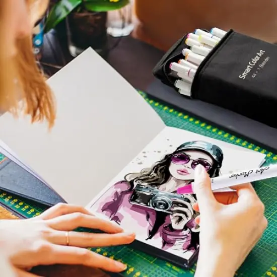 Art Markers, 44 Coloring Markers and 1 Blender, 45 Pack Alcohol Based Dual Tip Permanent Highlighters with Case, Excellent for Adults Kids Marking Drawing Sketching {4}