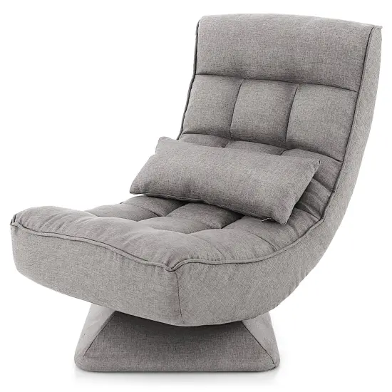 5-Level Adjustable 360&deg; Swivel Floor Chair with Massage Pillow Grey {4}