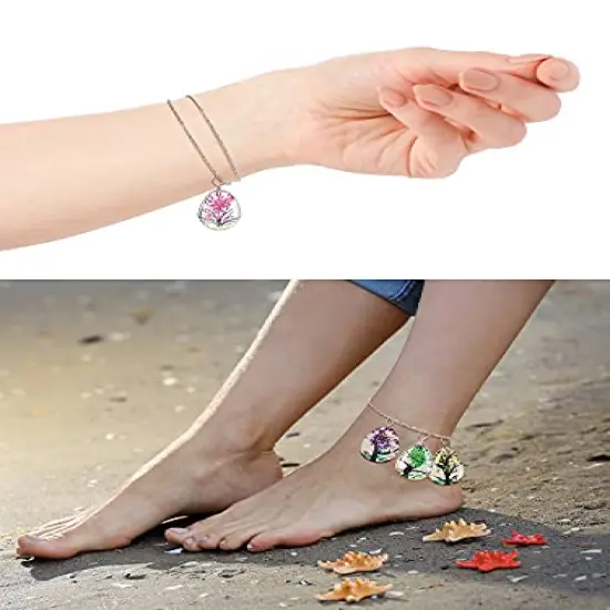 36 Pieces Lacework Transparent Resin Beads Necklace Pendant Mixed Colors Dried Flower Tree Resin Bead Pendant Charm Beads Bracelet Making Kit for Girls DIY Jewelry Crafts (Drop Shape, Oval Shape) {4}