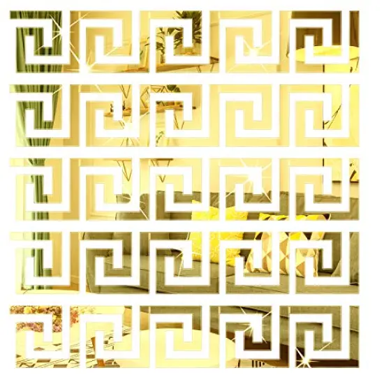 30 Pieces Acrylic Mirror Wall Stickers Mirror Decals Peel and Stick Mirror Tiles Border DIY Adhesive Wall Decor Stickers for Living Room Home Background Decor (Gold) {1}