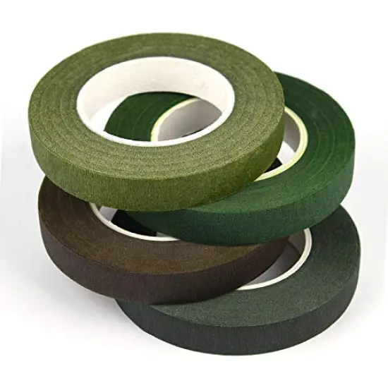 4 Rolls 1/2" Wide Floral Tapes for Bouquet Stem Wrapping and Floral Crafts,Wedding Bouquet,Dark Green,Light Green,Grass Green,Dark Brown {6}