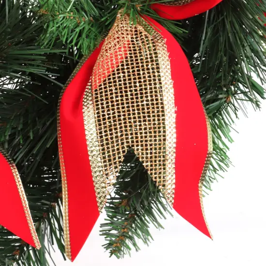 20" Evergreen Wreath - Lifelike Greenery with Christmas Bow, Perfect for Front Door, Wall & Mantel D&eacute;cor - Holiday & Winter Accent - 2024 Christmas Collection, Floral Home by Artificial Flowers {3}