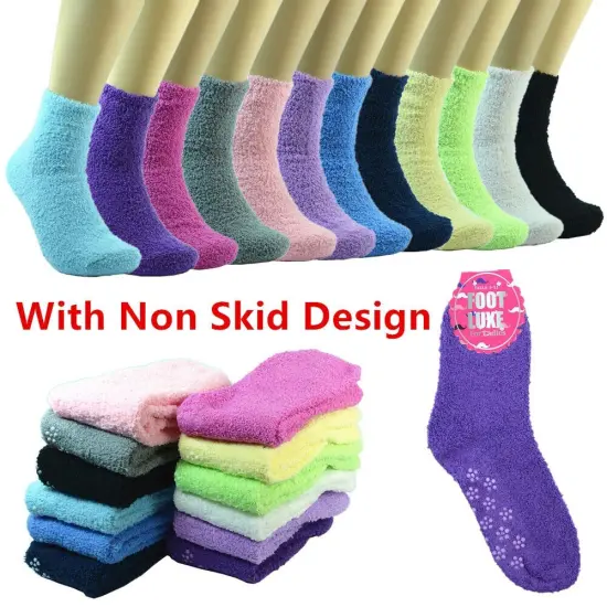6 Pairs Women's Cozy Non-Skid Slipper Socks {1}