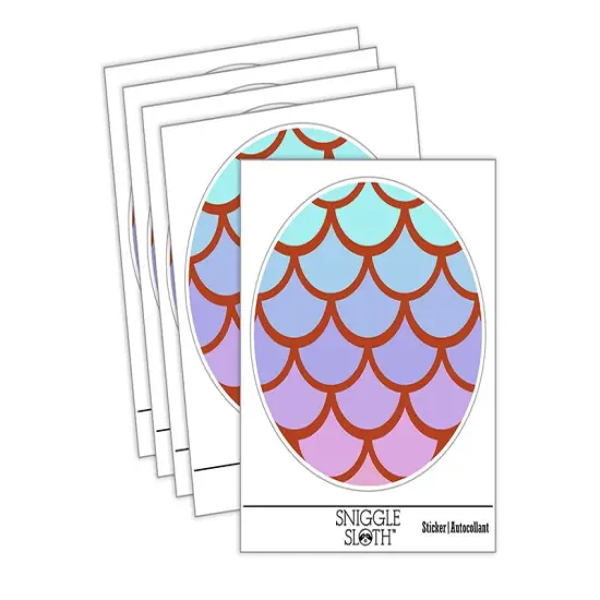 Mermaid Dragon Fish Scales Circle Waterproof Vinyl Phone Tablet Laptop Water Bottle Sticker Set - 5 Pack {2}