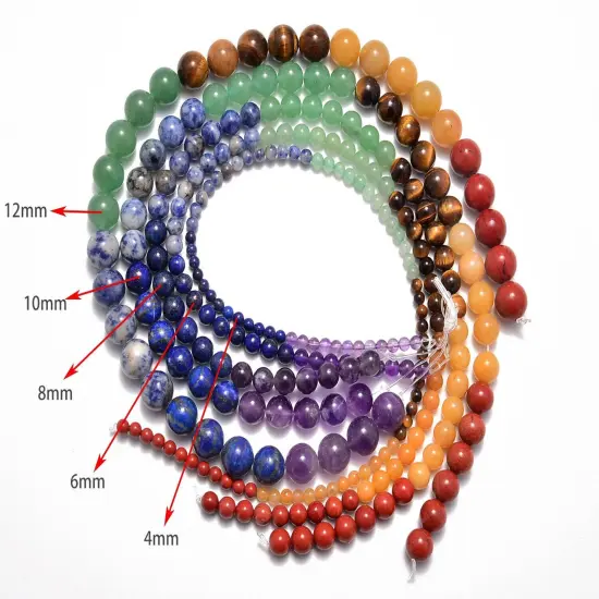 Reiki Healing 7 Chakras Yoga Gemstone Round Beads {4}