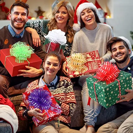 24 Pieces Pull Bow Large 6 Inch Organza Pull Bow Present Wrapping Pull Bow with Ribbon for Gift Wrapping Baskets Wedding (Multicolored) {4}