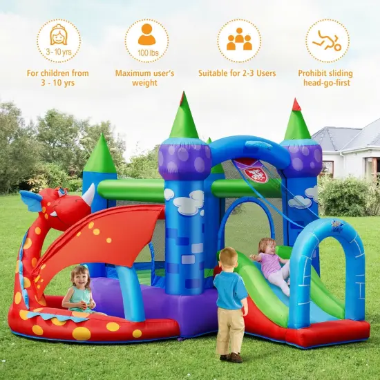 Kids Inflatable Bounce House Dragon Jumping Slide Bouncer Castle {2}