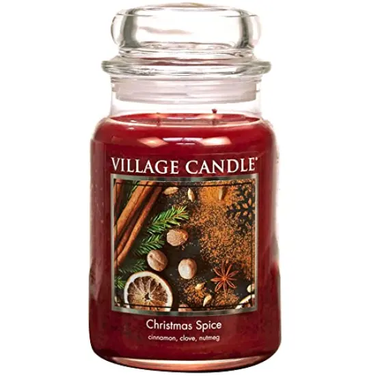 Christmas Spice, Large Glass Apothecary Jar Scented Candle, 21.25 oz, Red {2}