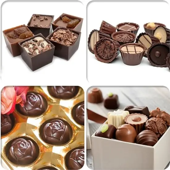 5 Pieces Silicone Chocolate Molds for Fat Bombs Snacks & Truffles, 93-Cavity Caramel Hard Candy Mold (Square, Round, Heart, Star, Flower Shapes) {4}