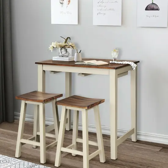 Counter Height Pub Table with 2 Saddle Bar Stools {3}