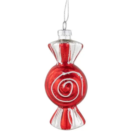 Northlight 4" Peppermint Candy Glass Christmas Ornament Red {1}
