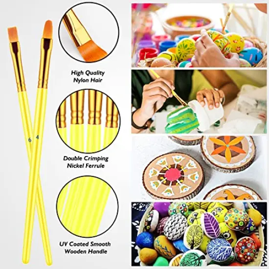 20 Pcs Paint Brushes for Acrylic Painting, Oil Watercolor Acrylic Paint Brush, Artist Paintbrushes for Body Face Rock Canvas, Kids Adult Drawing Arts Crafts Supplies, Yellow {6}
