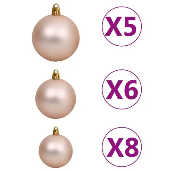 61-Piece Rose Gold Christmas Ball Set with 150 LEDs {3}