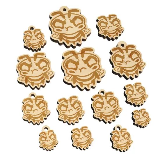 Cute Bee Mad Grumpy Mini Wood Shape Charms Jewelry DIY Craft {7}