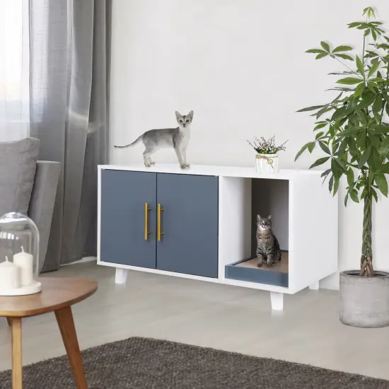 Cat Litter Box Furniture Hidden Pet Crate House Washroom Storage. {2}