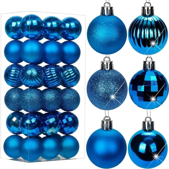 1.6in 36-Piece Shatterproof Christmas Balls - Xmas Tree Ornaments Blue {1}