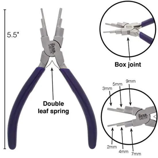 Wire Bending Pliers - Consistently make up to 6 size loops & jump rings, 2-9mm - 5.75" long (160mm) - Polished Steel Head, Comfort Grip Handle, Tool for Jewelry Making {4}