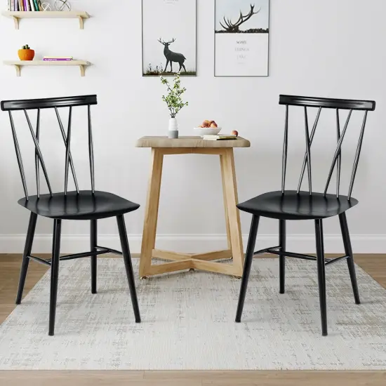 Set of 2 Armless Cross Back Kitchen Dining Side Chairs {2}