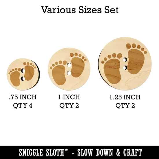 Baby Footprints Wood Buttons for Sewing Knitting Crochet DIY Craft {1}