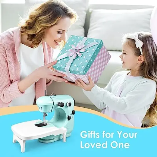 Sewing Machine Portable, 2-Speed Mini Sewing Machine for Beginners, Safe Sewing Kit & Easy to Use Small Sewing Machine with Extension Table, Light, Foot Pedal, Best Gift for Kids Women and Household {3}