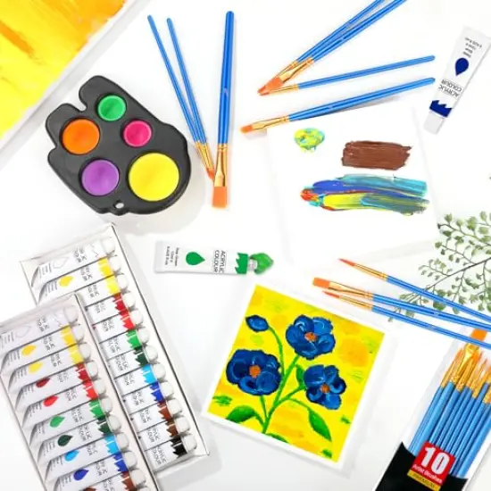 2 Pack Acrylic Paint Set 12 Colors,20 Paint Brushes,24 Paints for Adults,Kids,Beginner,Professional Artists,Non-Toxic Craft Paint kit for Paper,Canvas,Rock,Wood,Ceramic,Fabric Vibran {3}