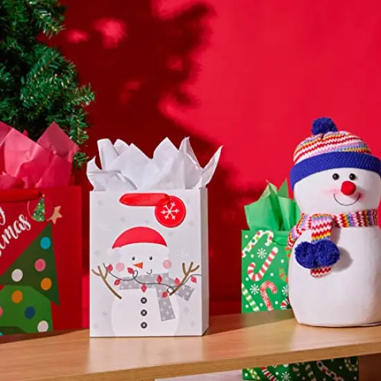 12 Pieces Christmas Gift Bags Assorted Sizes With Handle (4 Extra Large 16", 4 Large 12", 4 Medium 9") {4}
