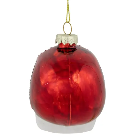 Northlight Day of the Dead Skull Head Glitter Glass Christmas Ornament - 3.5" - Red {5}