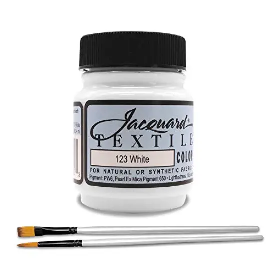 White Textile Color Fabric Paint Made in USA - JAC1123 2.25-Ounces - Bundled Brush Set {2}