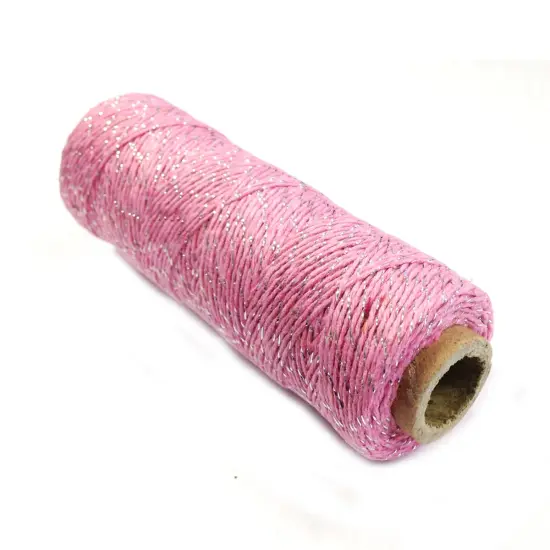 Wrapables Cotton Baker's Twine 4ply 110 Yard, Pink and Metallic Silver {2}