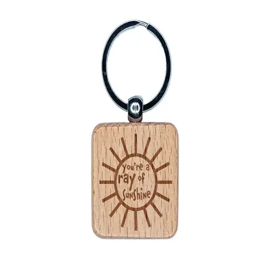 You're a Ray of Sunshine Engraved Wood Square Keychain Tag Charm {1}