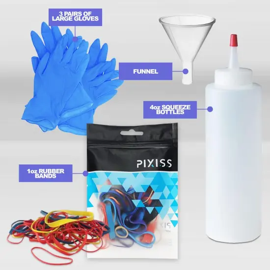 Rit Dye Liquid Synthetic Graphite All-Purpose Dye 8oz, Pixiss Tie Dye Accessories Bundle with Rubber Bands, Gloves, Funnel and Squeeze Bottle {3}