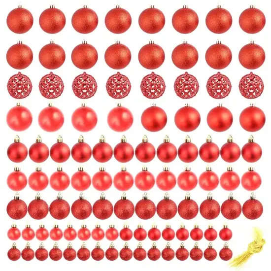 100 Piece of Red Christmas Ball Set {3}
